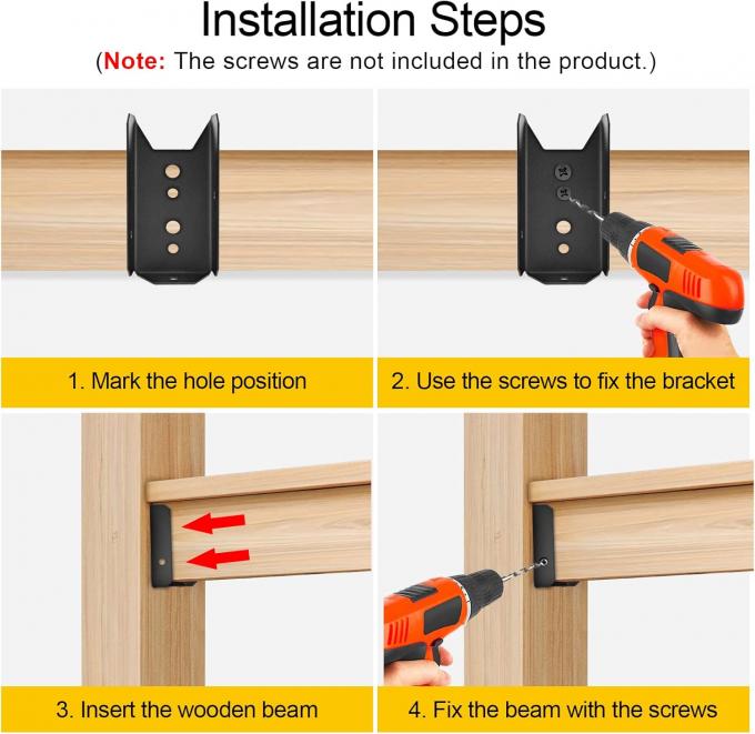 2×4 木炭鋼のフェンスブレーケット 修理キット 庭のためのデッキレインコネクタ 3