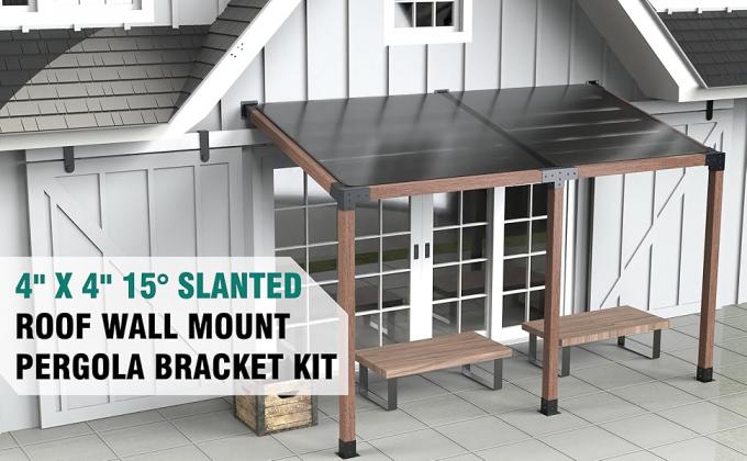 Pergola Bracket Kit showing 15° slanted roof design