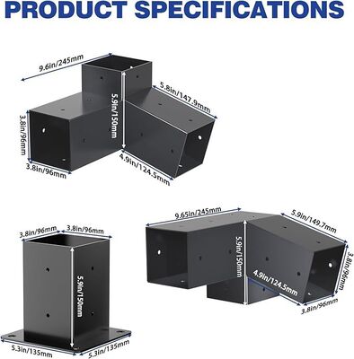 屋外ペルゴラ ハードウェアキット 4x4 インチ 3 方向斜面金属ブレーキット